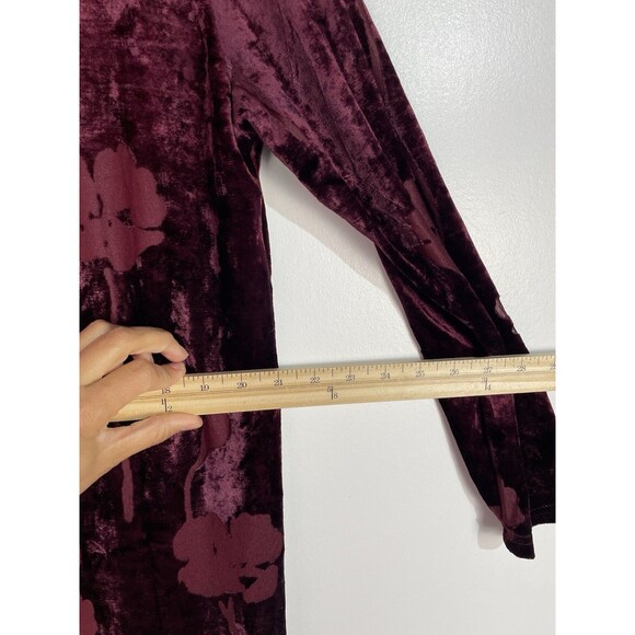 Vtg Whimsigoth Dress XL Burgundy Floral Burnout Velvet Dark Romantic Fairygrunge - Picture 9 of 12